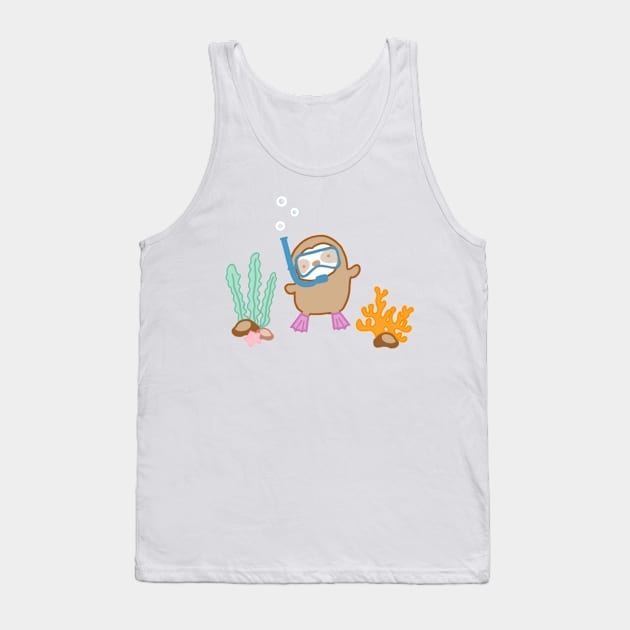 Cute Snorkeling Sloth Tank Top by theslothinme